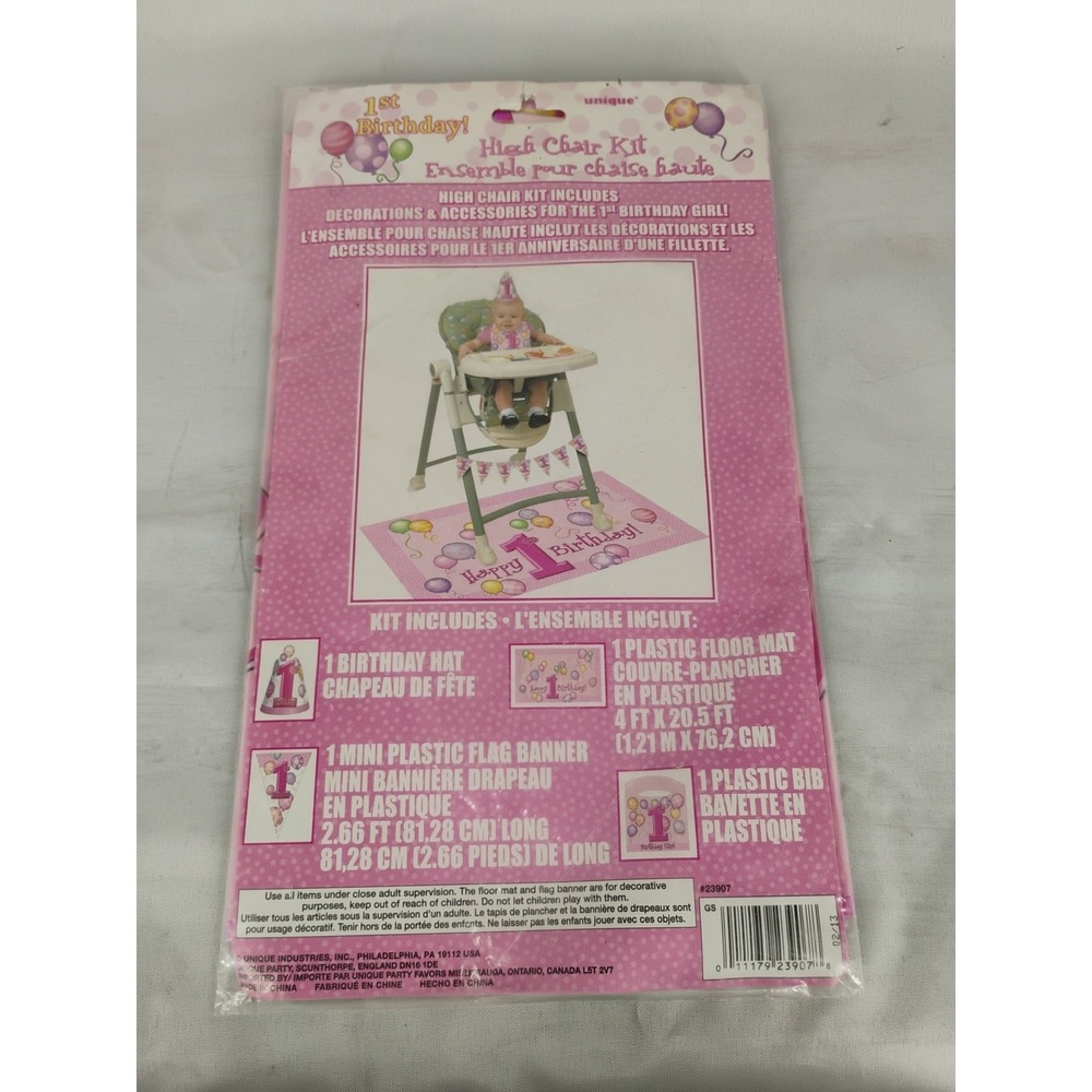 Unique Baby Girl 1st Birthday High‎ Chair Kit  Pink/Multi #23907